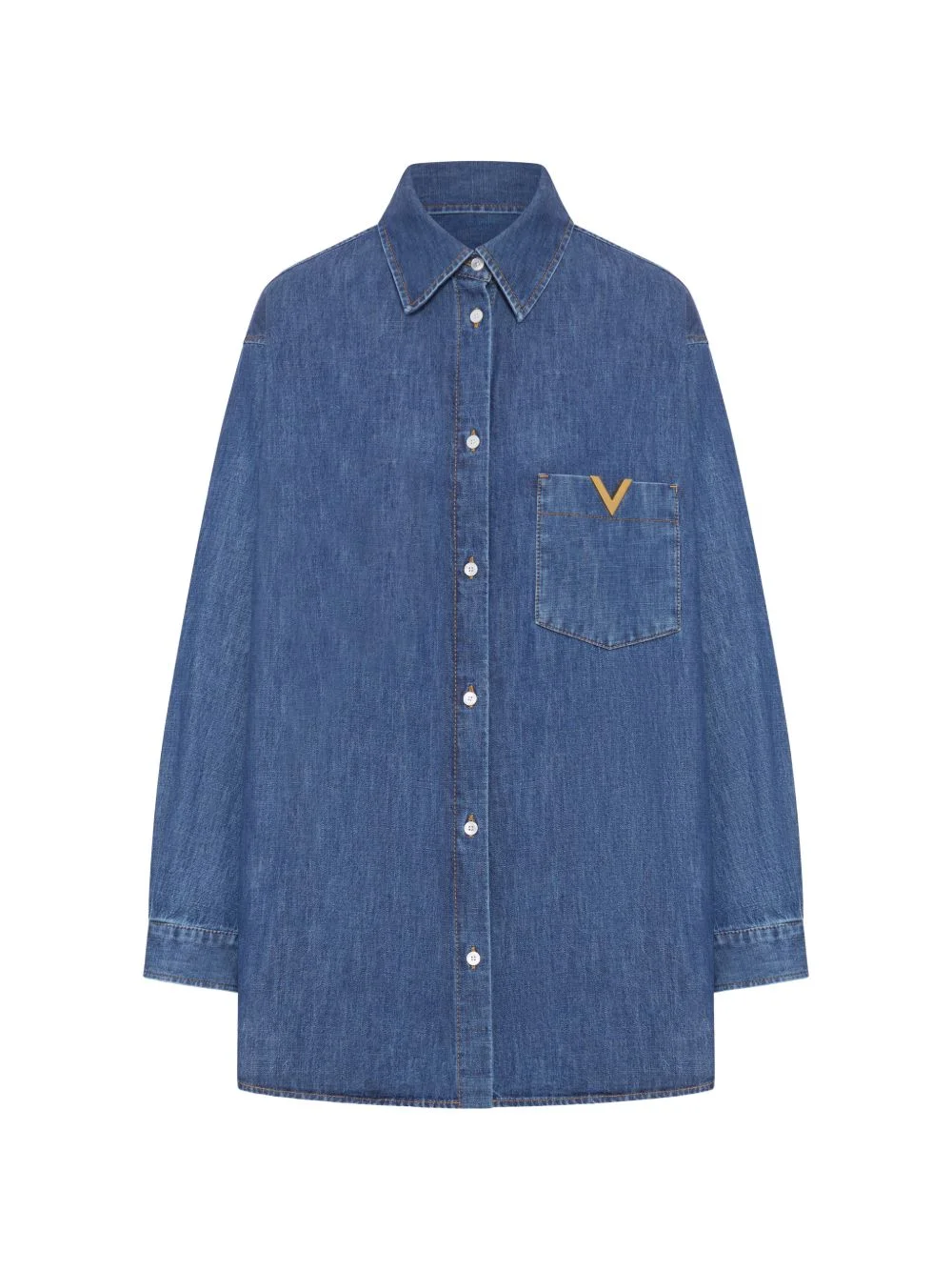 logo-detail denim shirt - 1