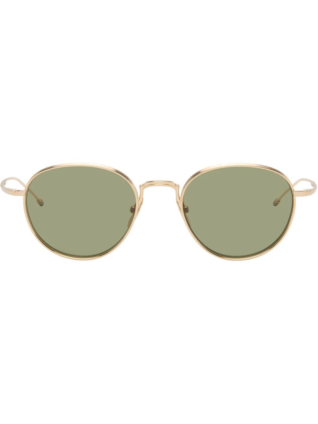 Gold Titanium Round Sunglasses - 1