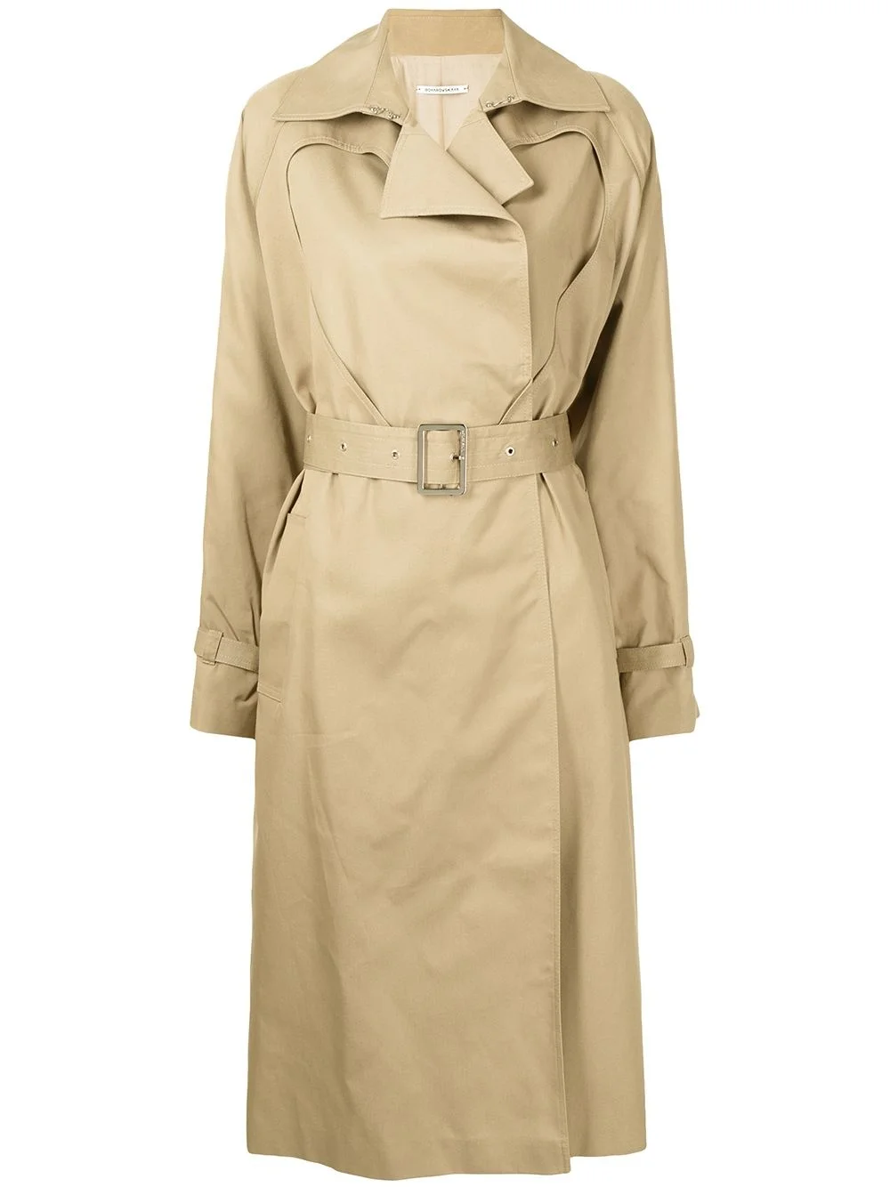 heart-cut belted trench coat - 1