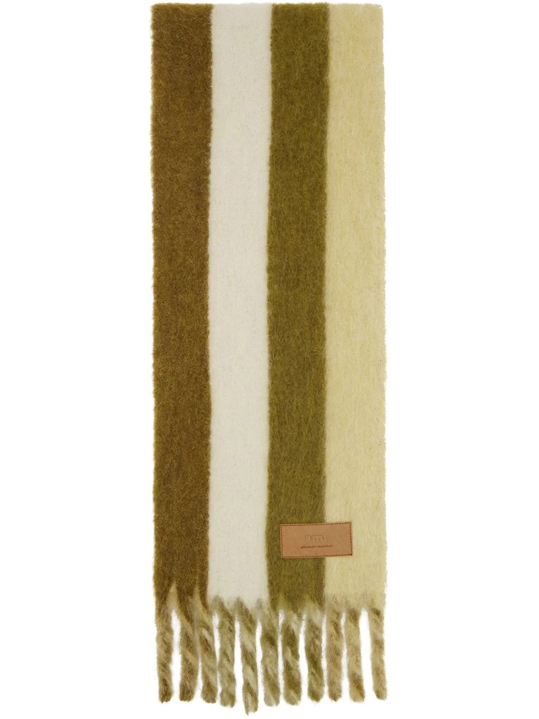 Green Striped Alpaca Scarf - 1