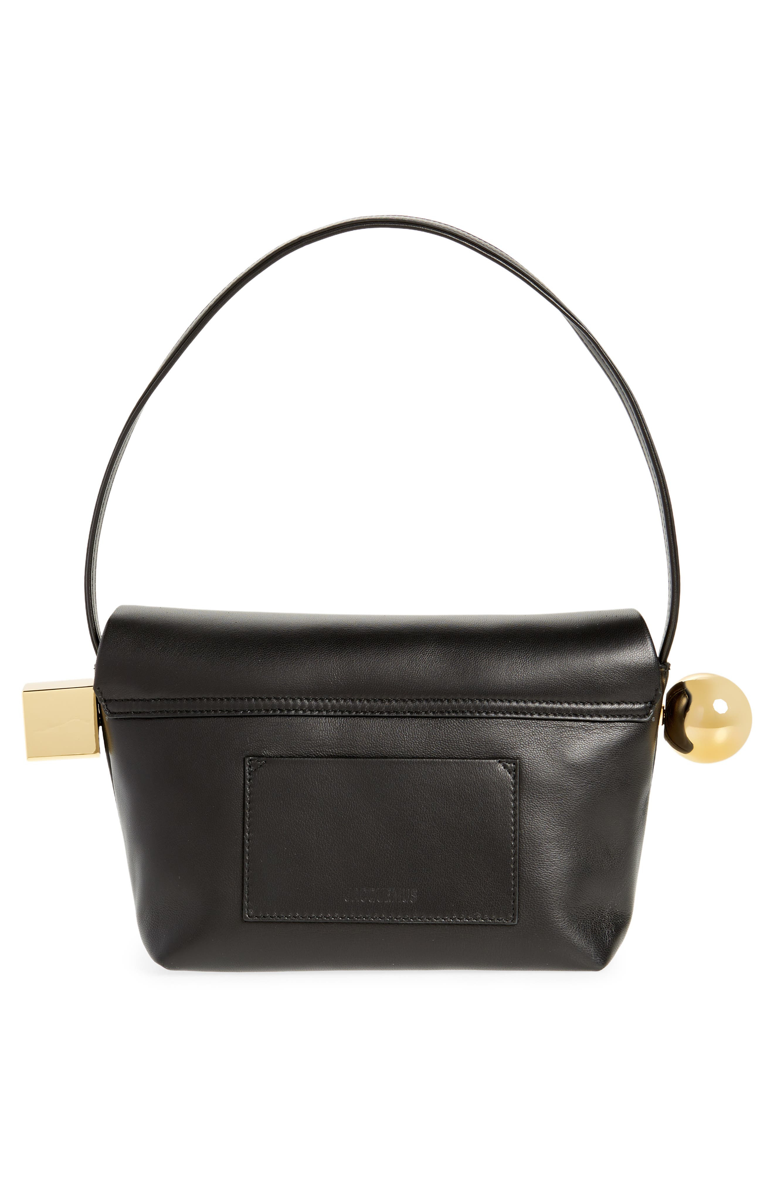 Jacquemus Le Rond Carré Leather Shoulder Bag in Black at Nordstrom - 4
