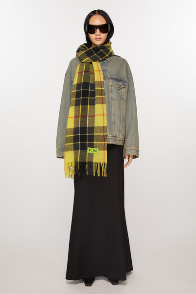 Acne Studios Check fringe scarf - Yellow/black outlook