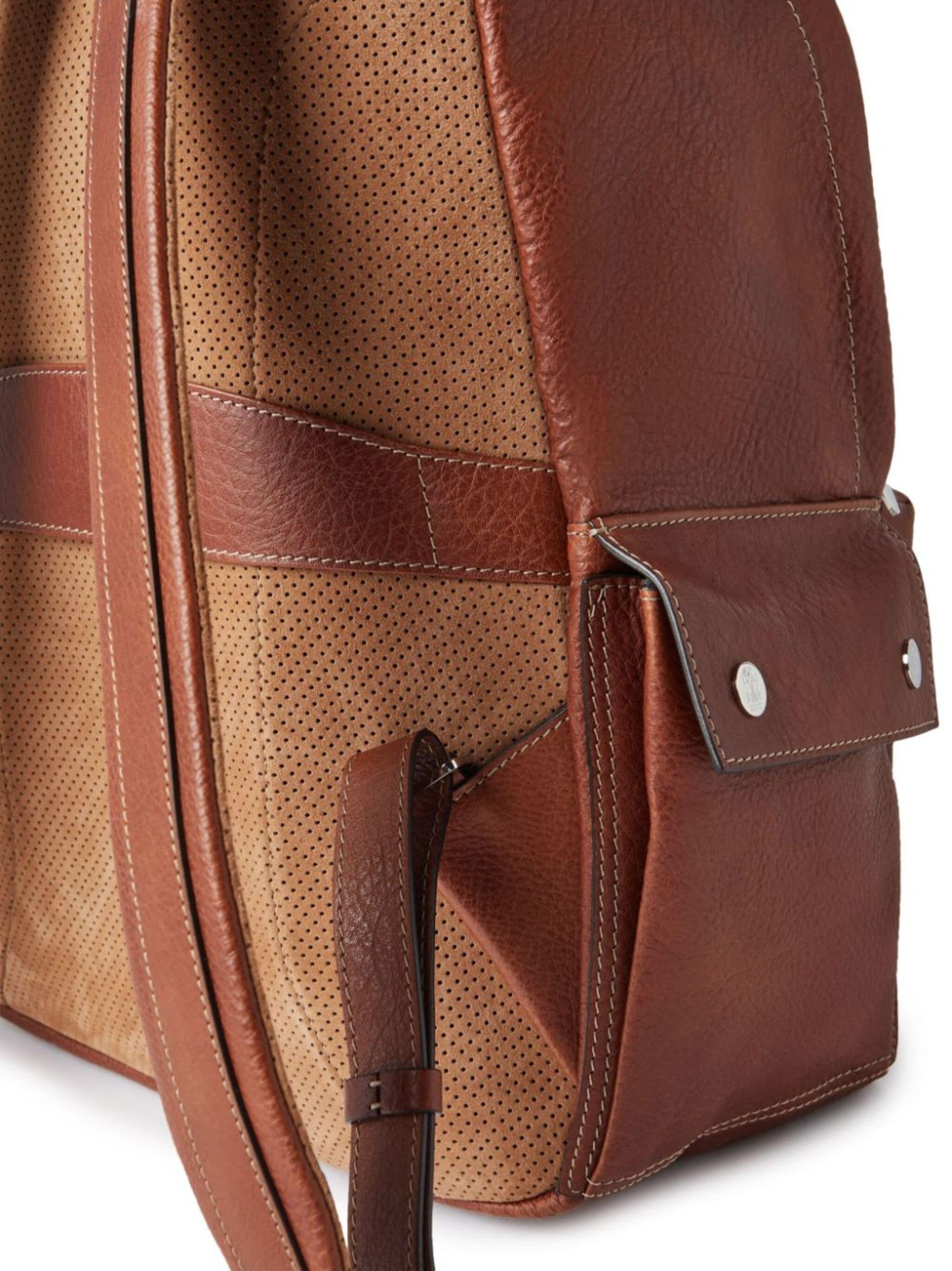 logo-stamp leather backpack - 4