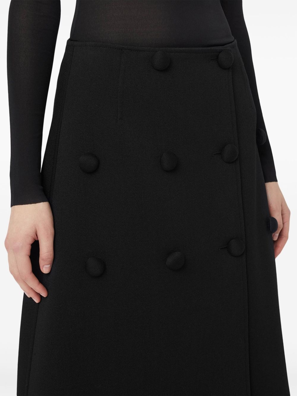 A-line decorative-buttons skirt - 5