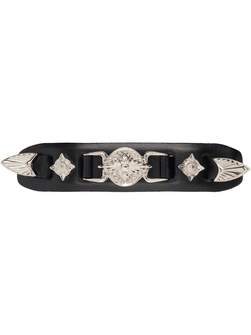 Black Small Metal Leather Hair Clip 1