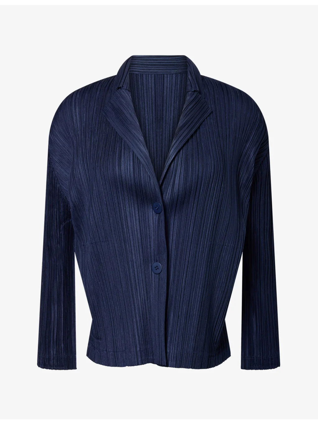 Notch-Collar Pleat Knit Jacket - 1