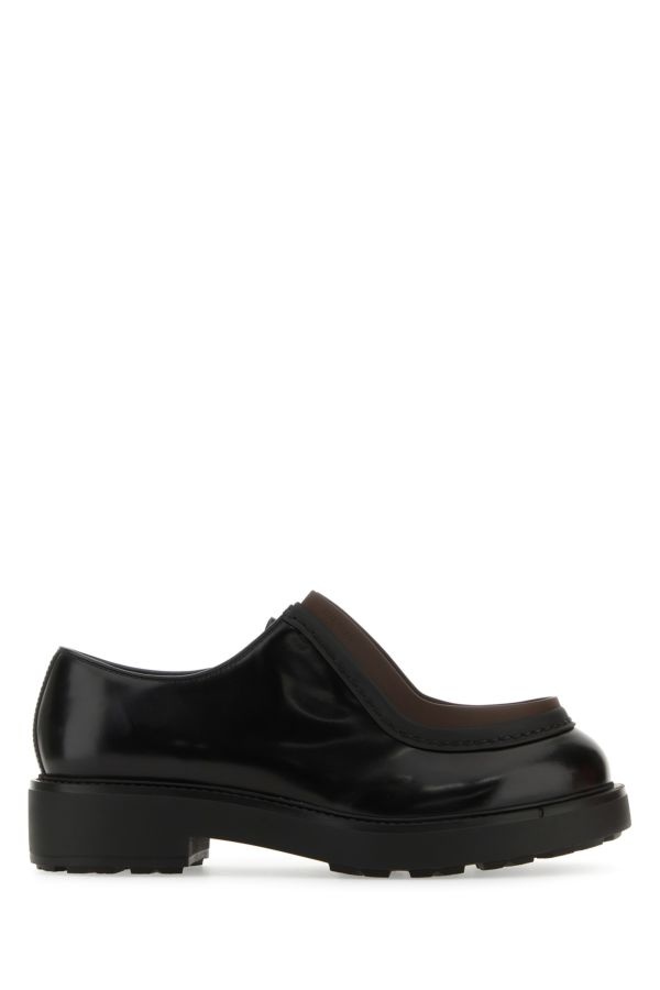 Prada Man Black Leather Diapason Lace-Up Shoes - 1