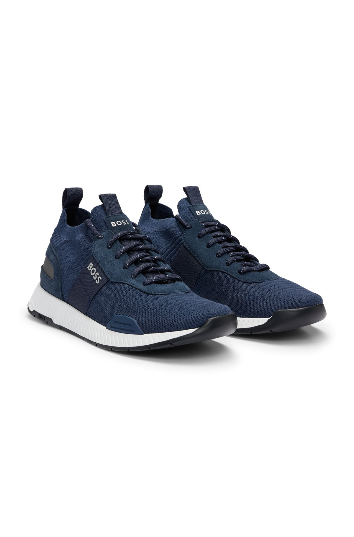 KNITTED-UPPER TRAINERS WITH BRANDING AND SUEDE TRIMS - 2