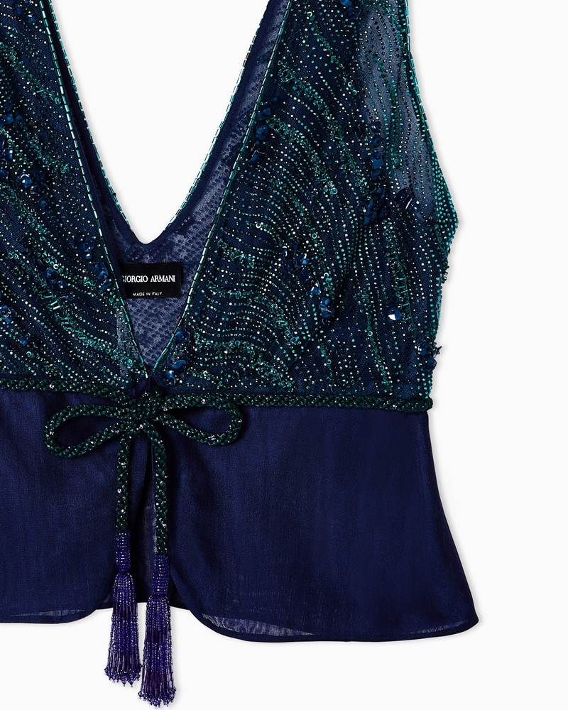V-NECK TOP IN VISCOSE AND SILK WITH EMBROIDERY 5