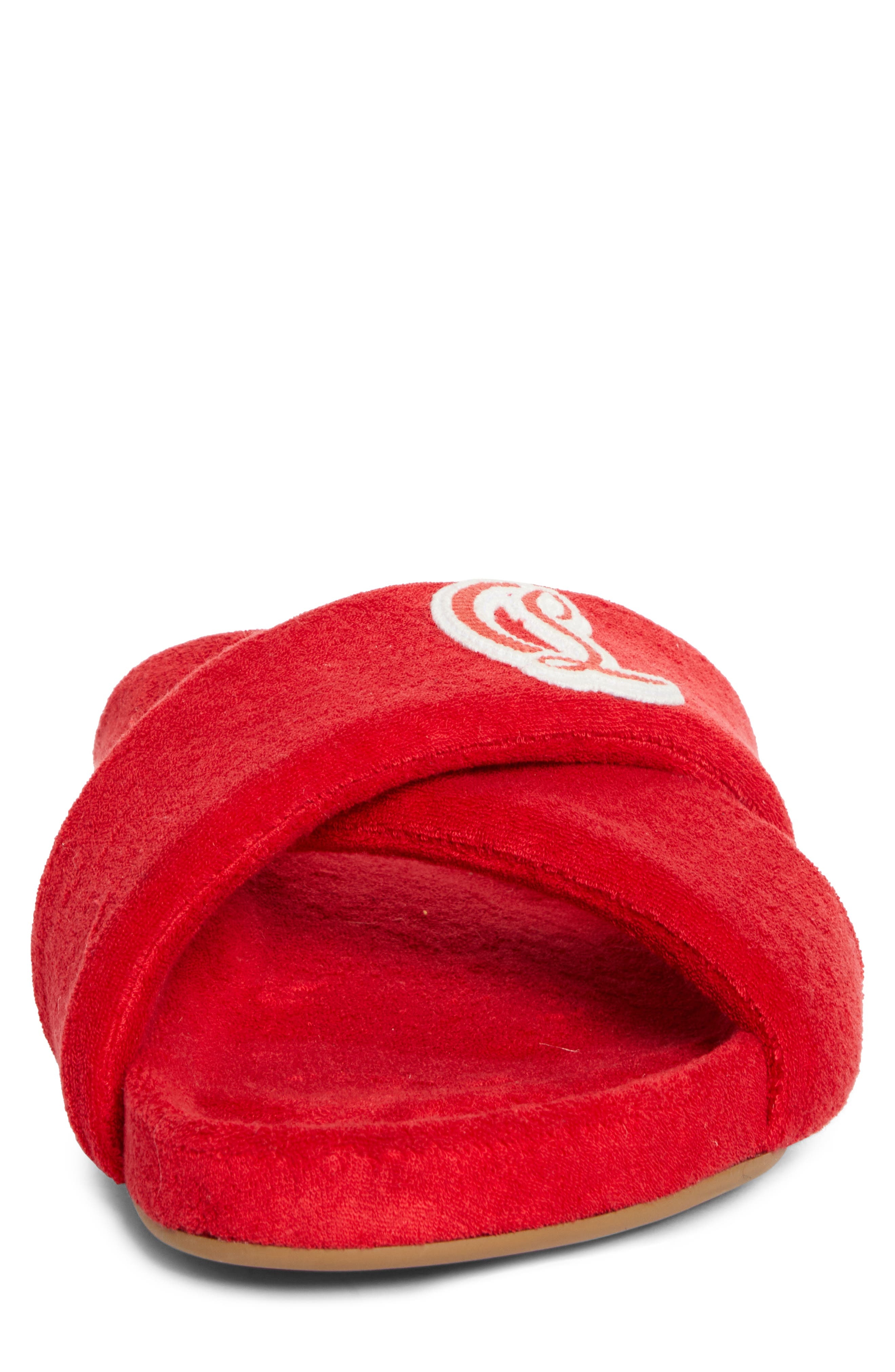 Christian Louboutin Bizzu Logo Patch Slide Sandal in Loubi at Nordstrom - 4