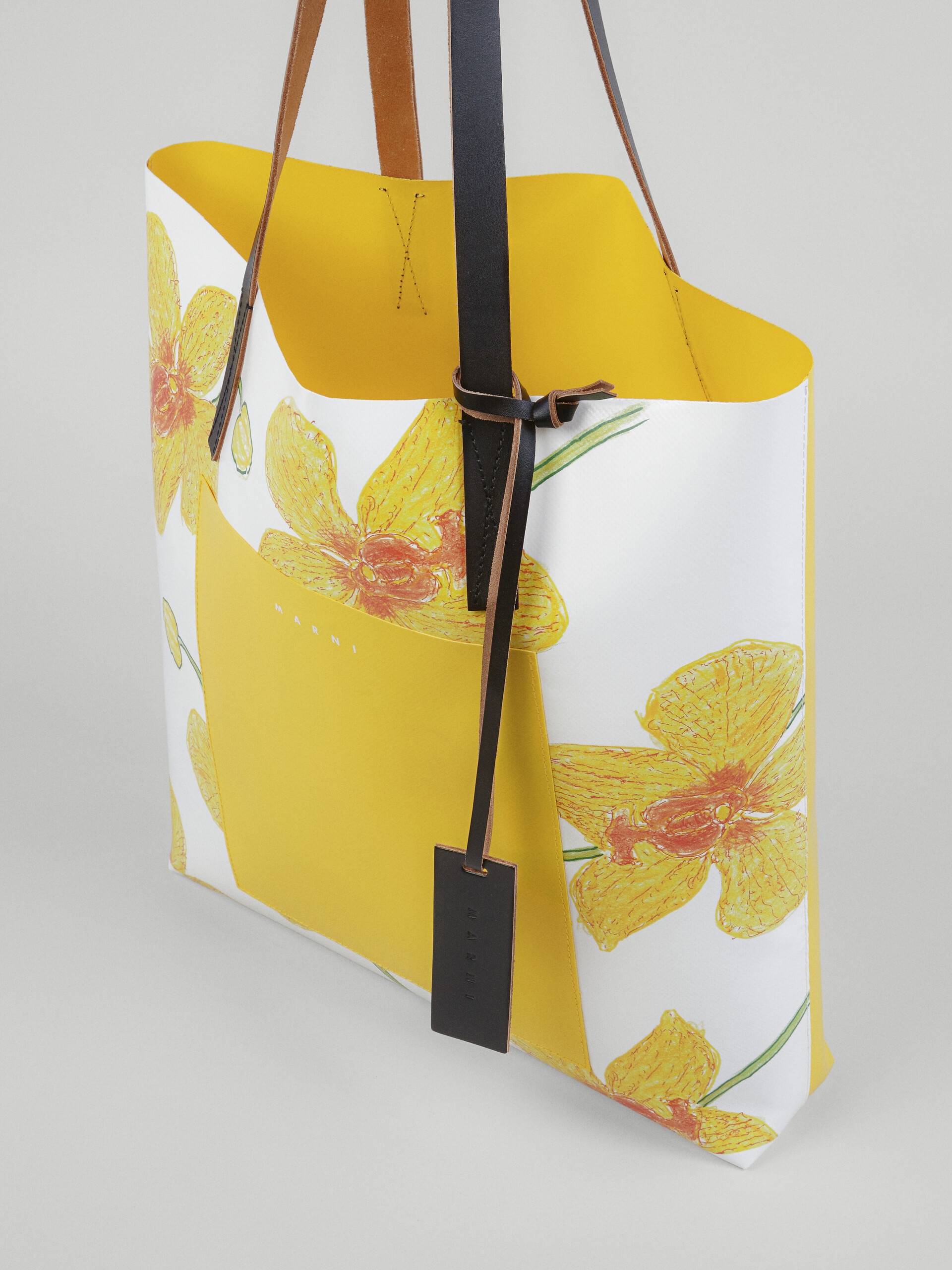 ORCHIDS PRINT YELLOW SHOPPING BAG - 5