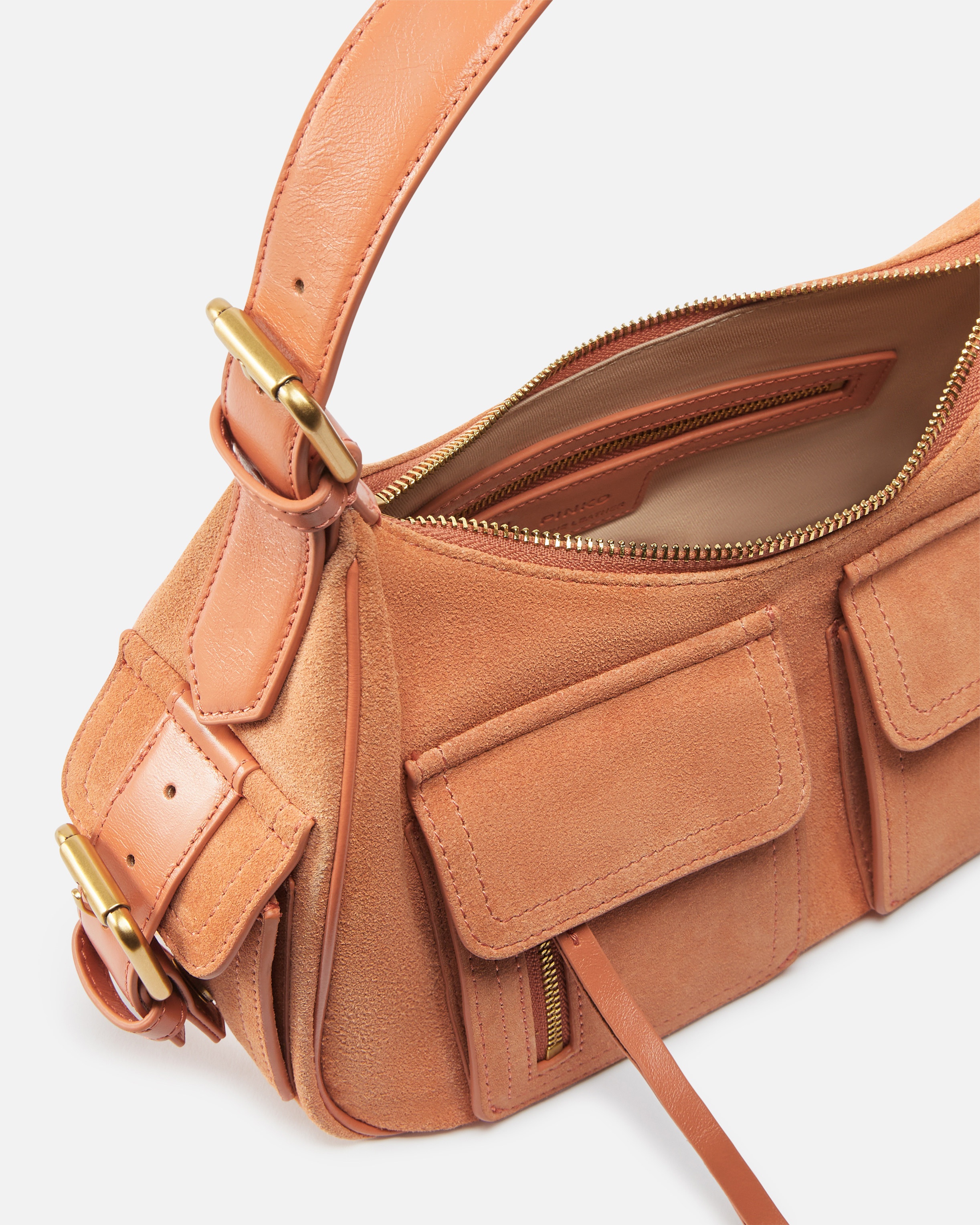 SUEDE CARGO SHOULDER BAG WITH POCKETS - 4