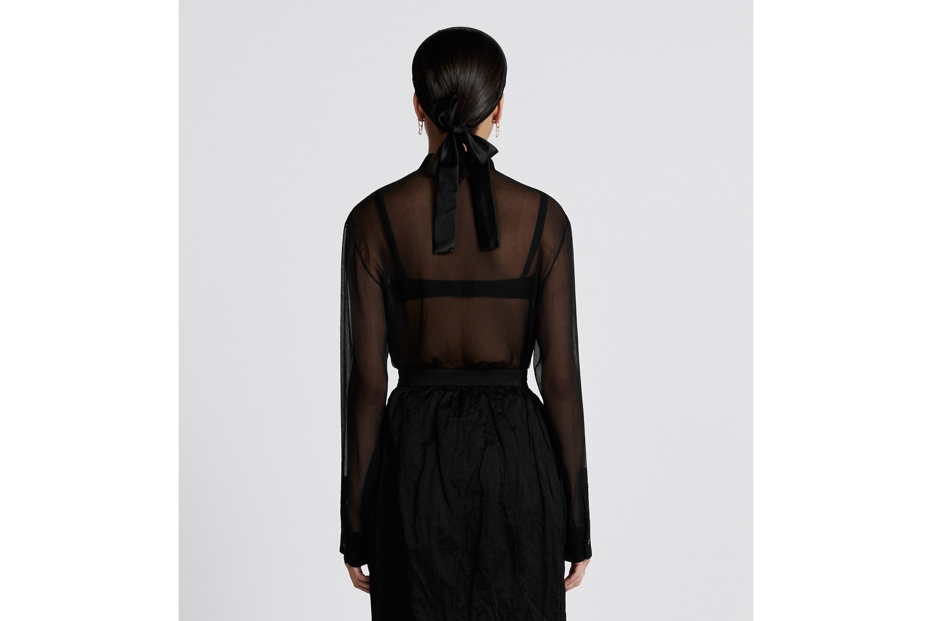 Sheer Blouse with Plastron - 6