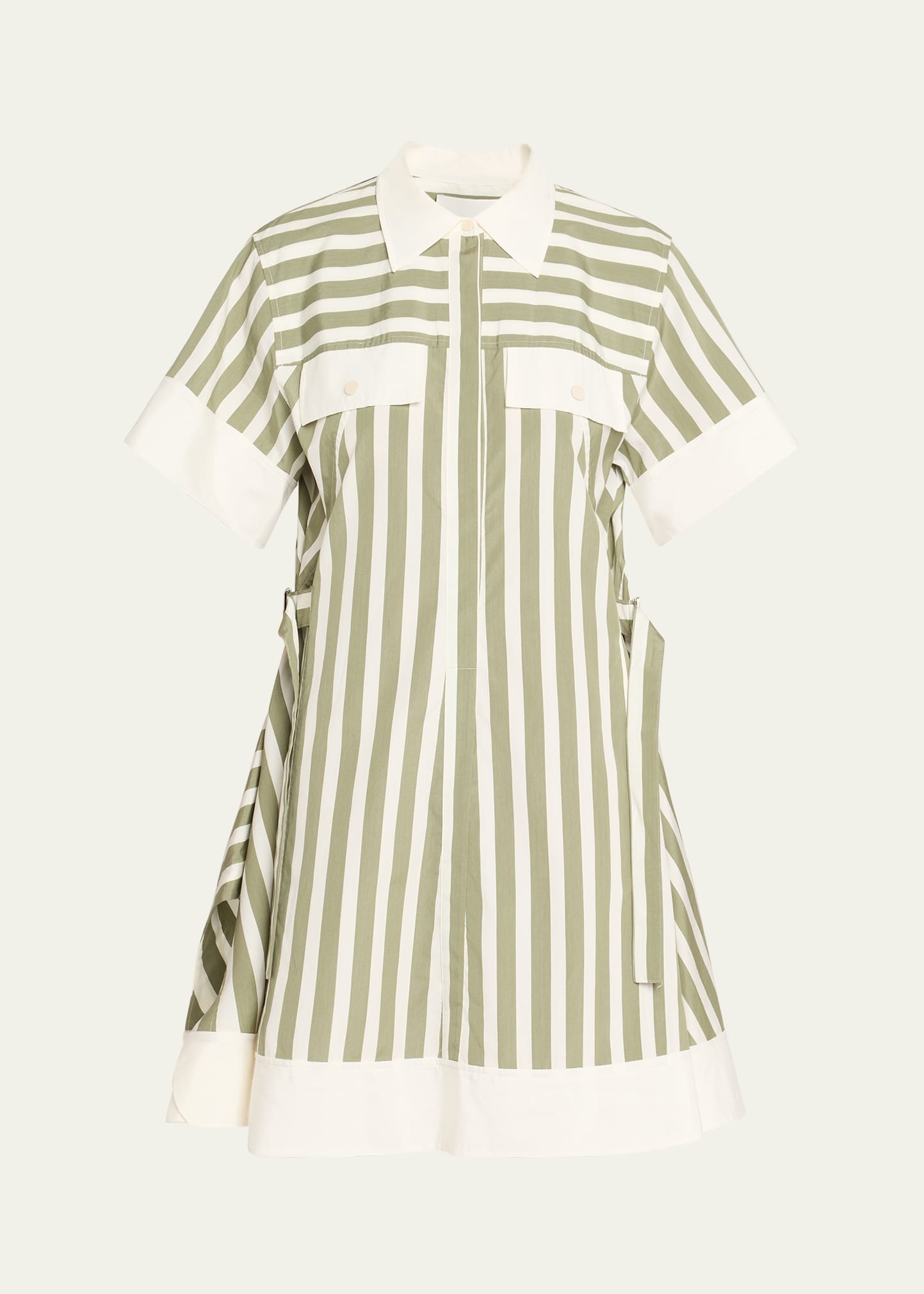 Stripe Short-Sleeve Shirt Dress - 1