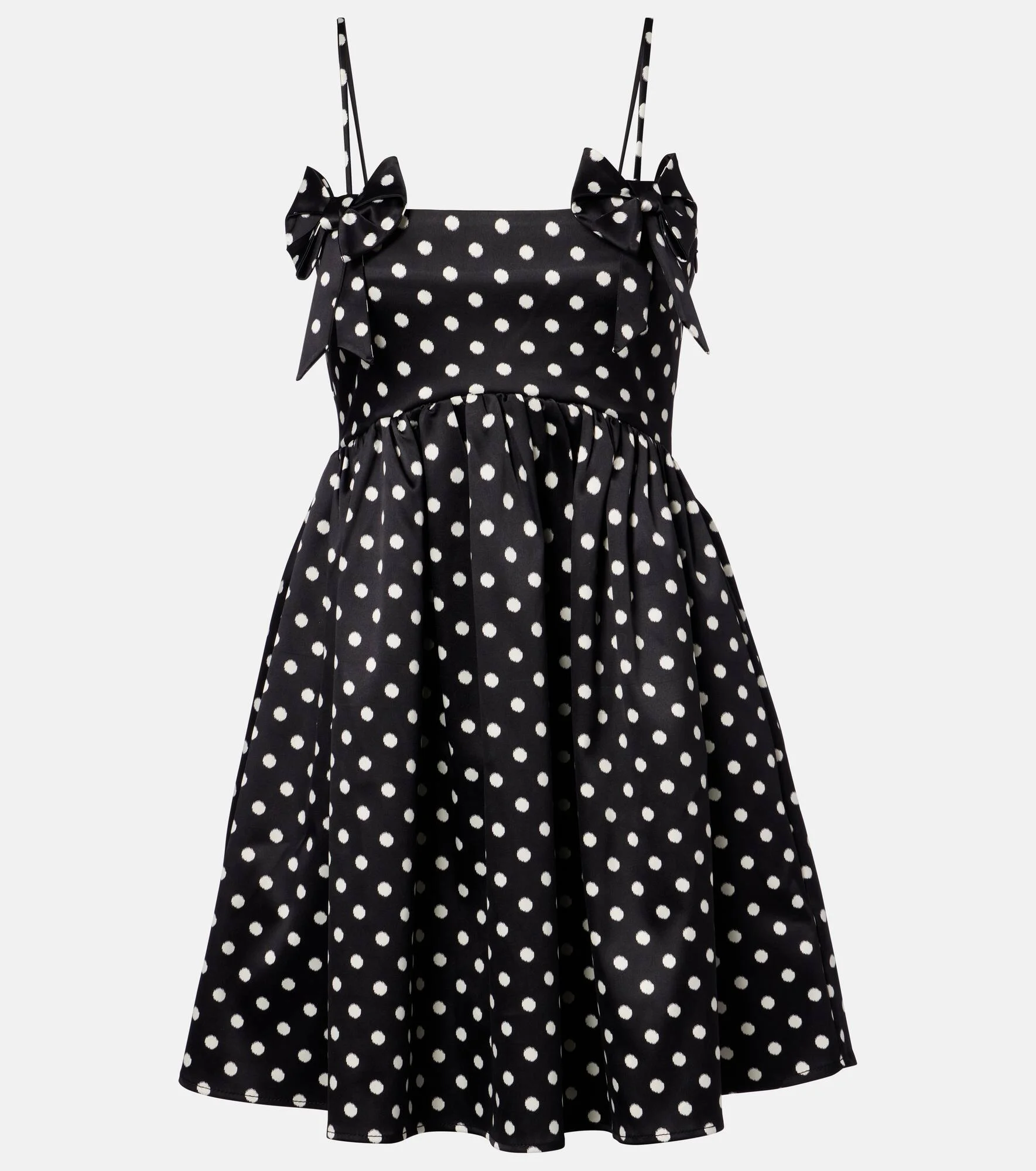 Bow-detail polka-dot satin minidress - 1
