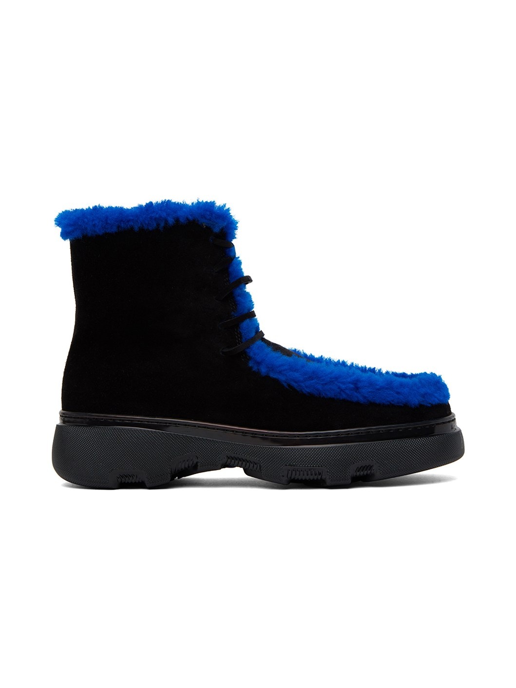 Black Shearling Creeper Boots - 1