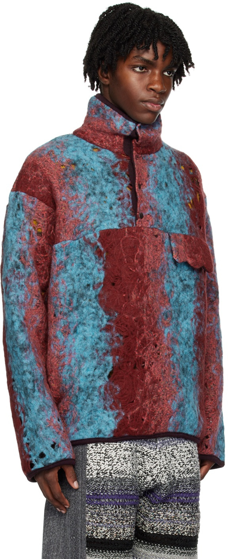 vitelli Red & Blue Striped Turtleneck outlook