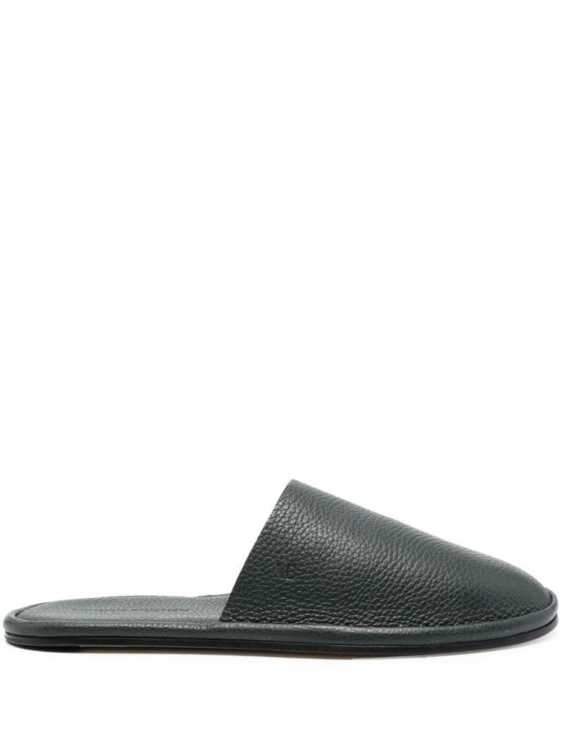 embossed-logo leather slippers - 2