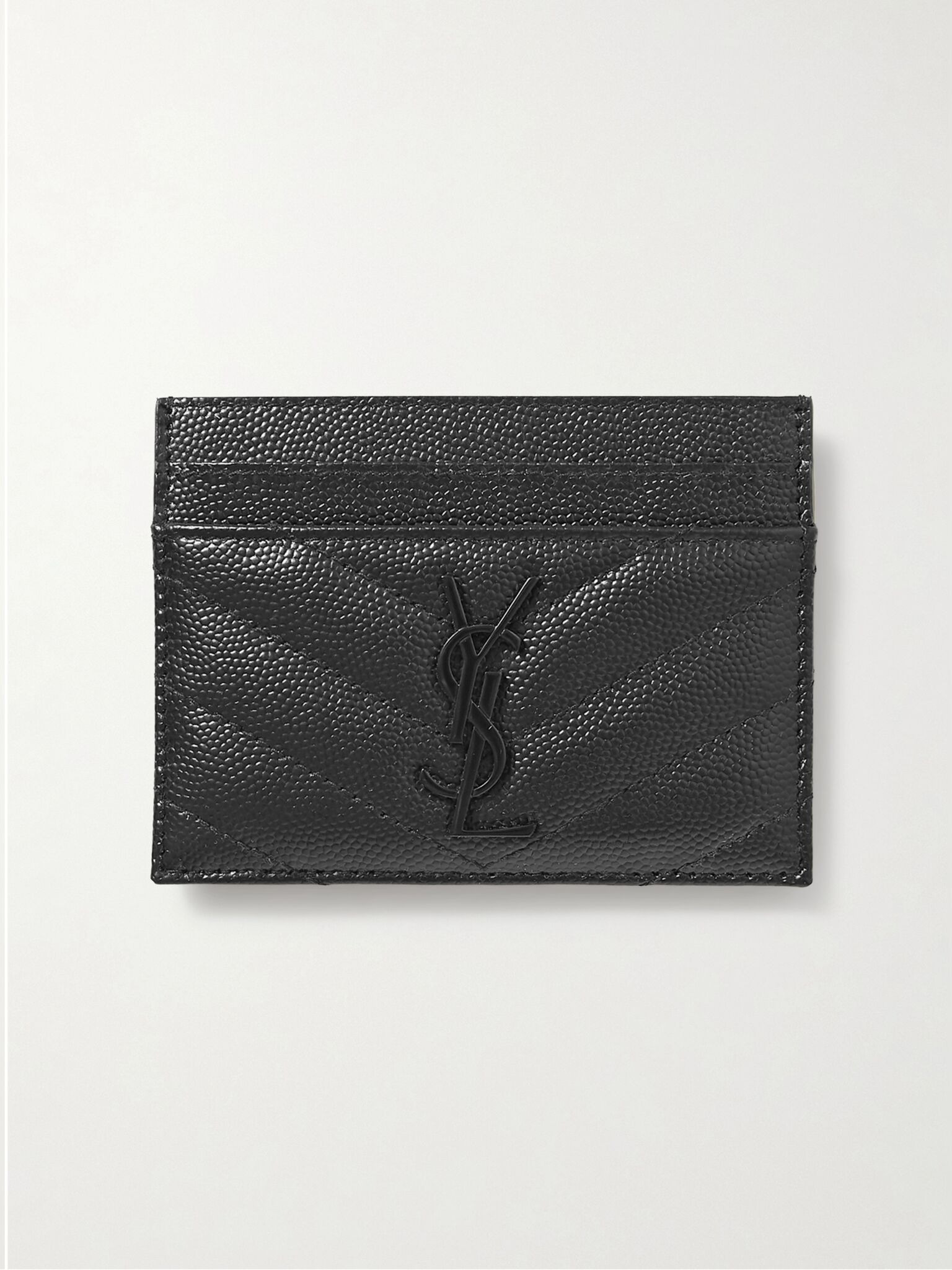 Monogramme quilted textured-leather cardholder Black - 1