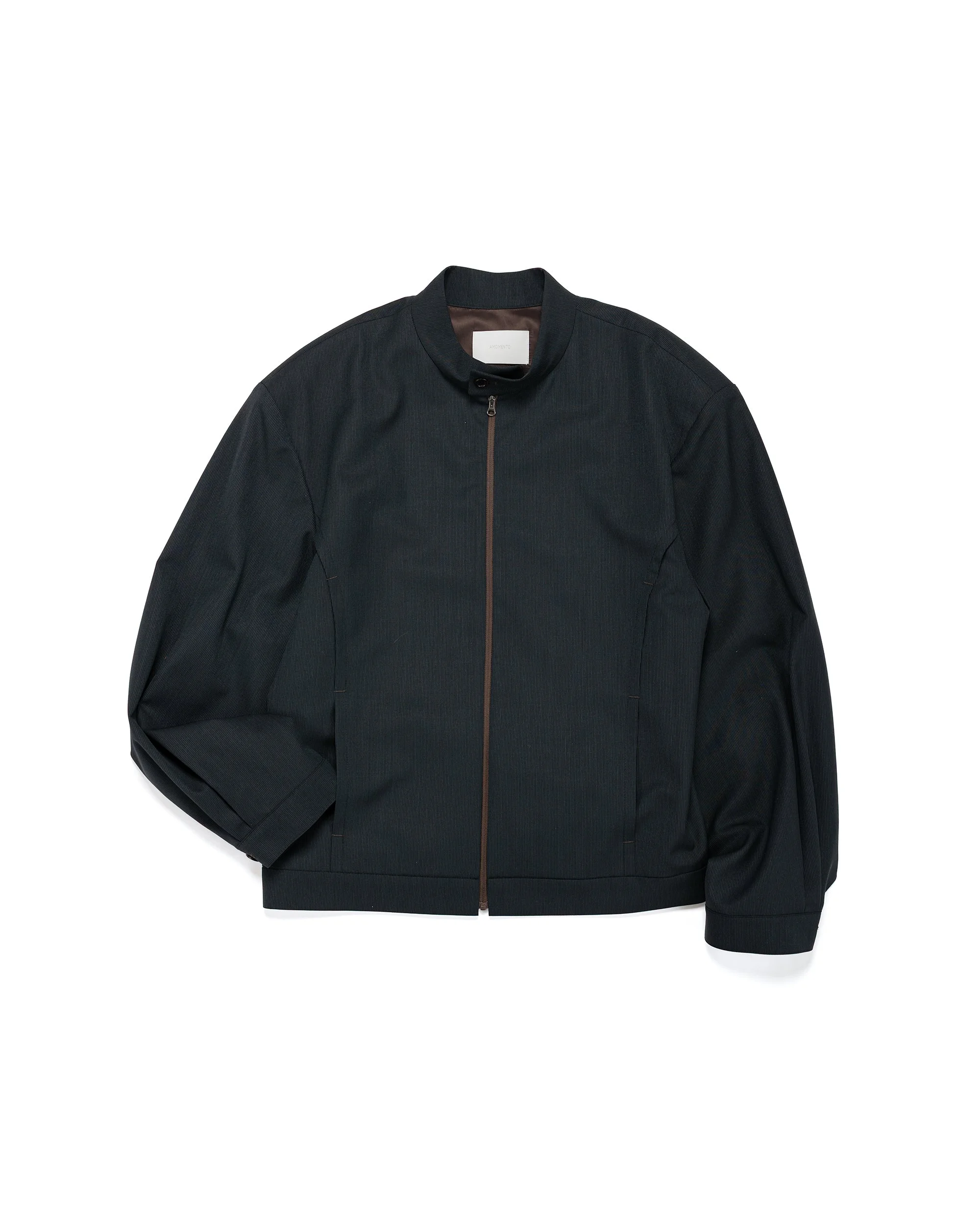 Wool Stripe Zip-Up Jumper Black - 1