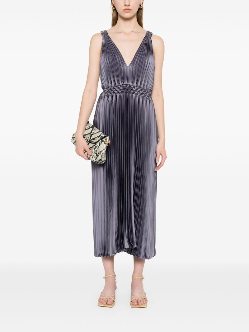 Vince pleated satin midi dress outlook