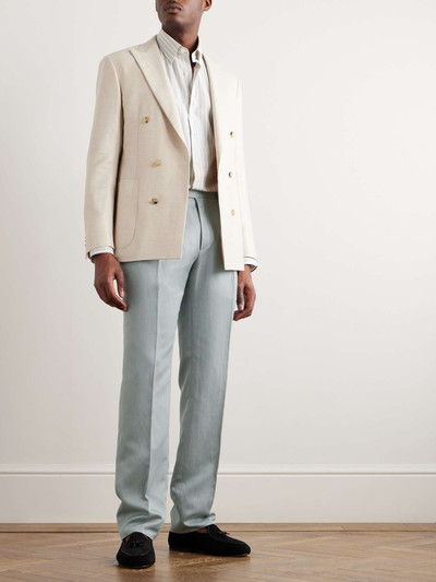 Brioni Elba Straight-Leg Pleated Silk and Linen-Blend Twill Trousers outlook