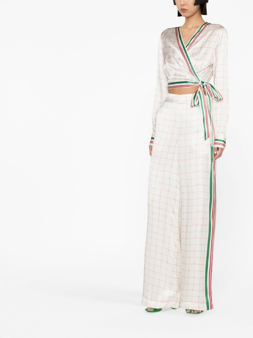 printed wrap crop top - 2
