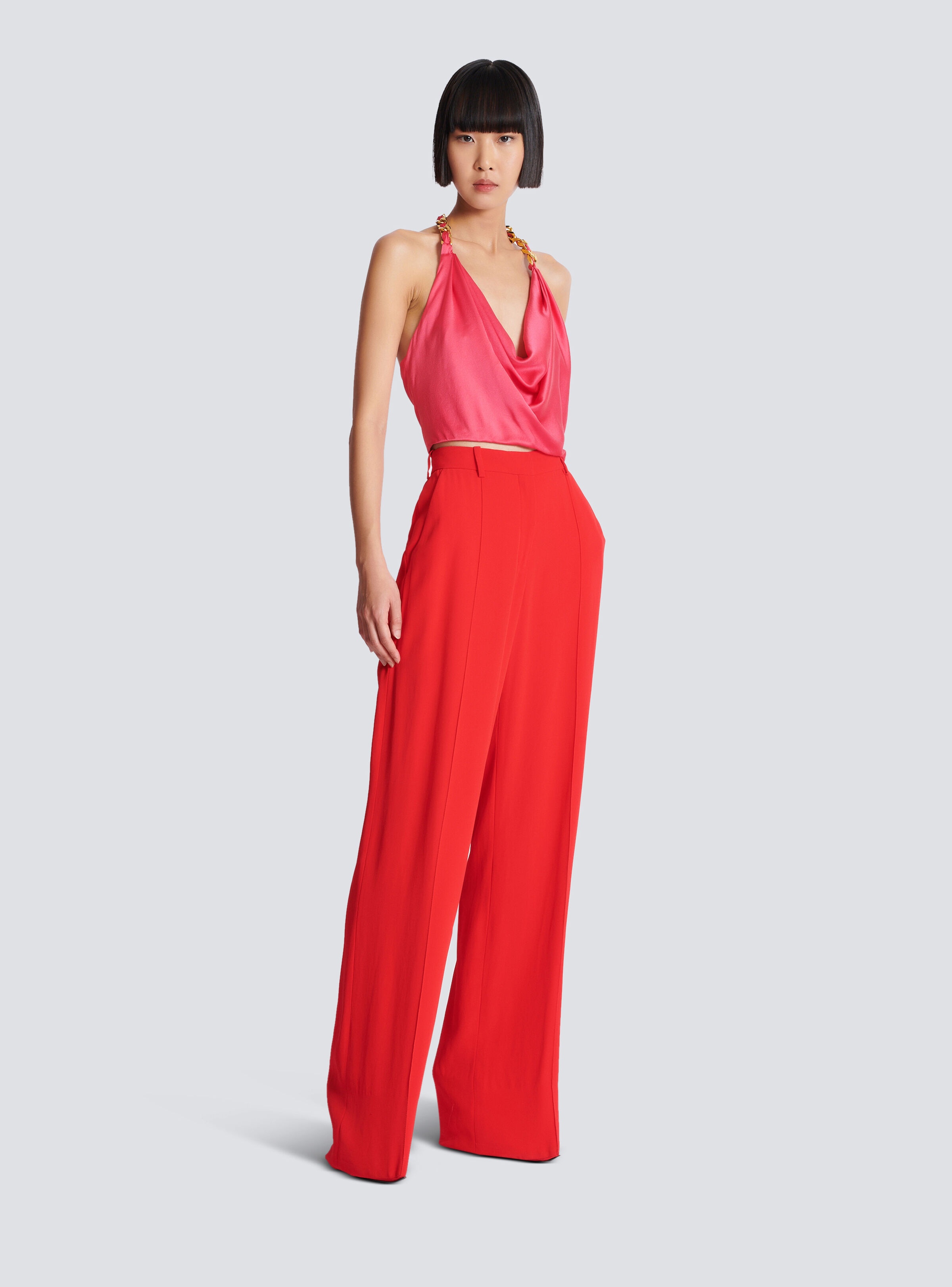 Crepe straight-leg tailored trousers - 3