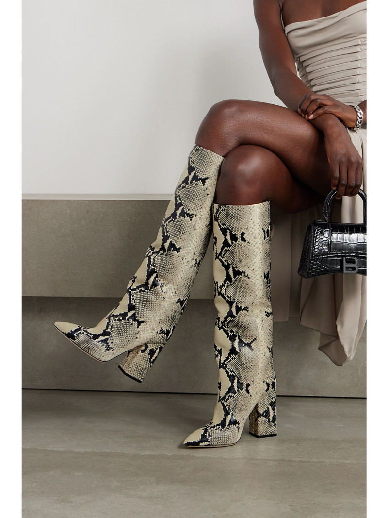 PARIS TEXAS Anja snake-effect leather knee boots Snake print outlook