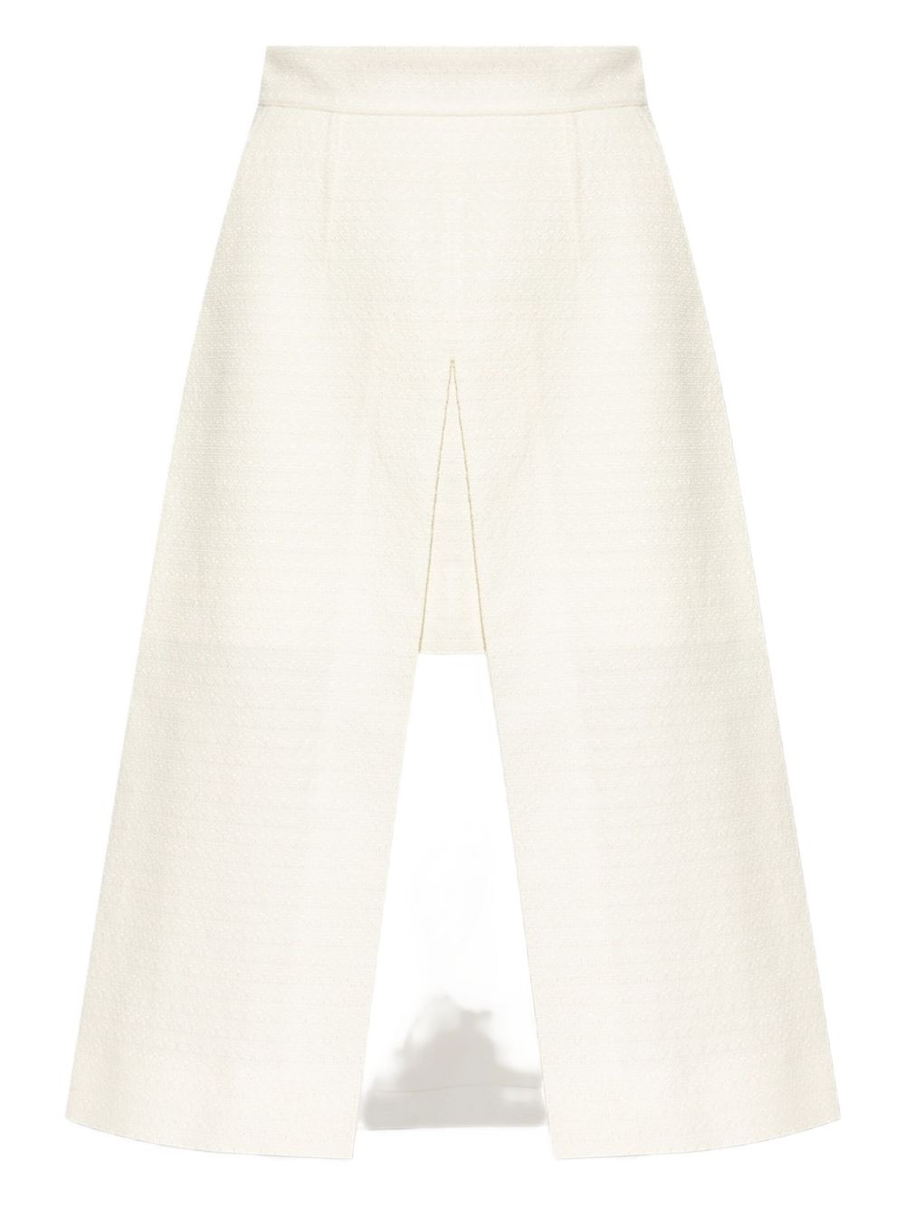 textured front-split skirt - 1