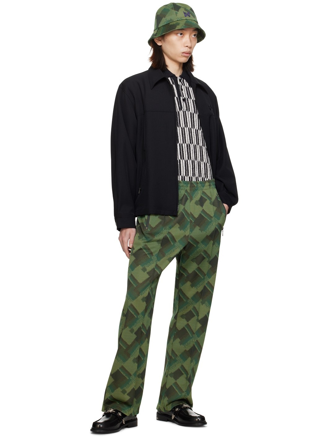 Green Jacquard Track Pants - 4