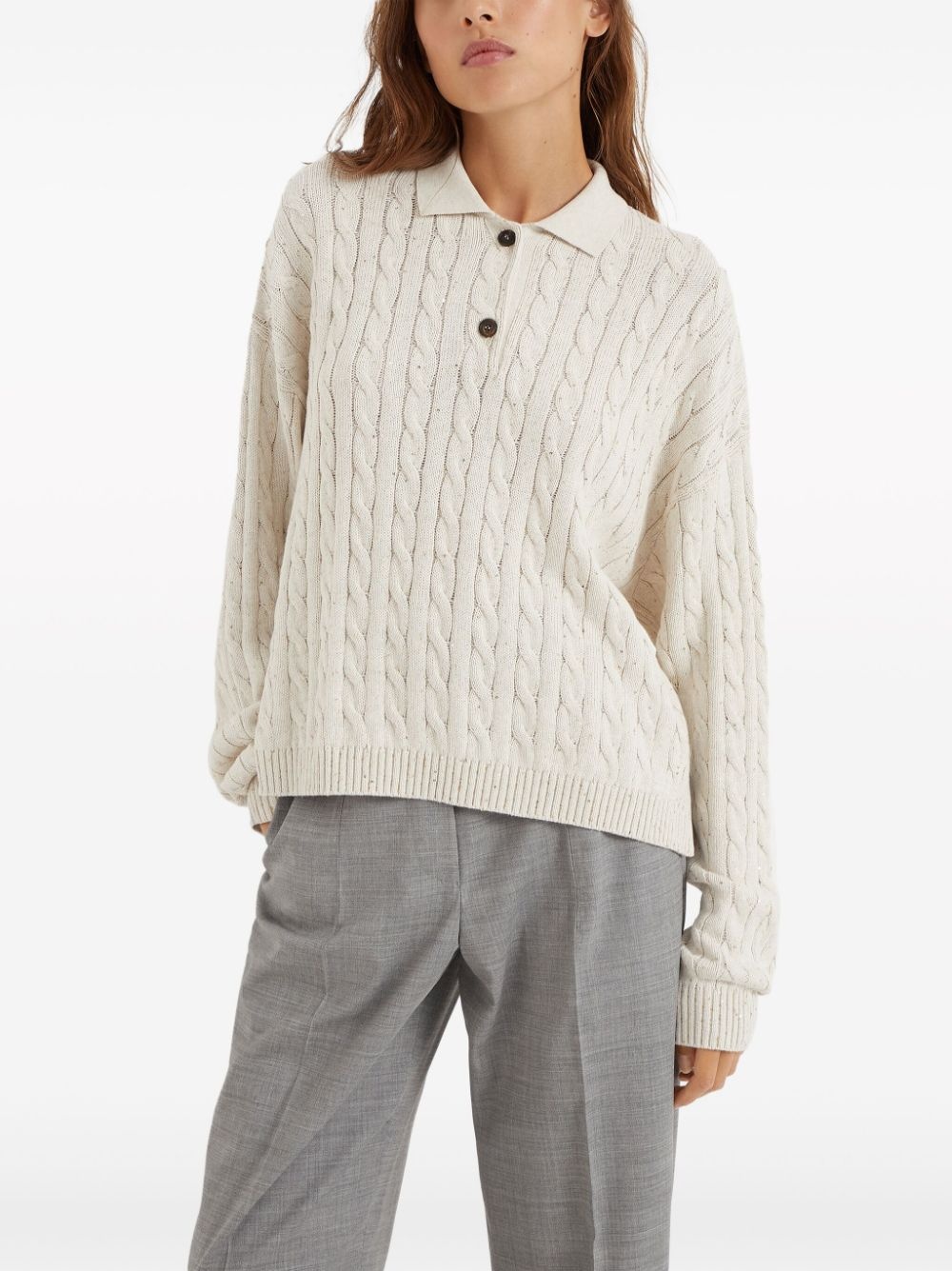 sequin-embellished cable-knit jumper - 3
