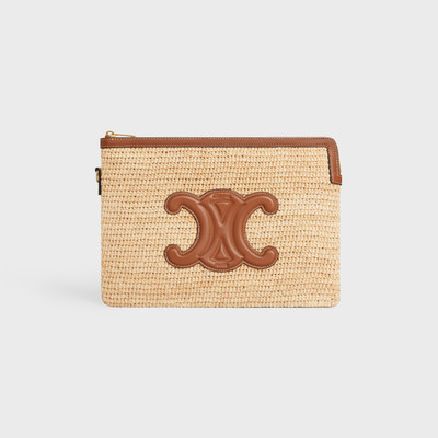 CELINE Small Pouch with strap CUIR TRIOMPHE in RAFFIA AND CALFSKIN outlook