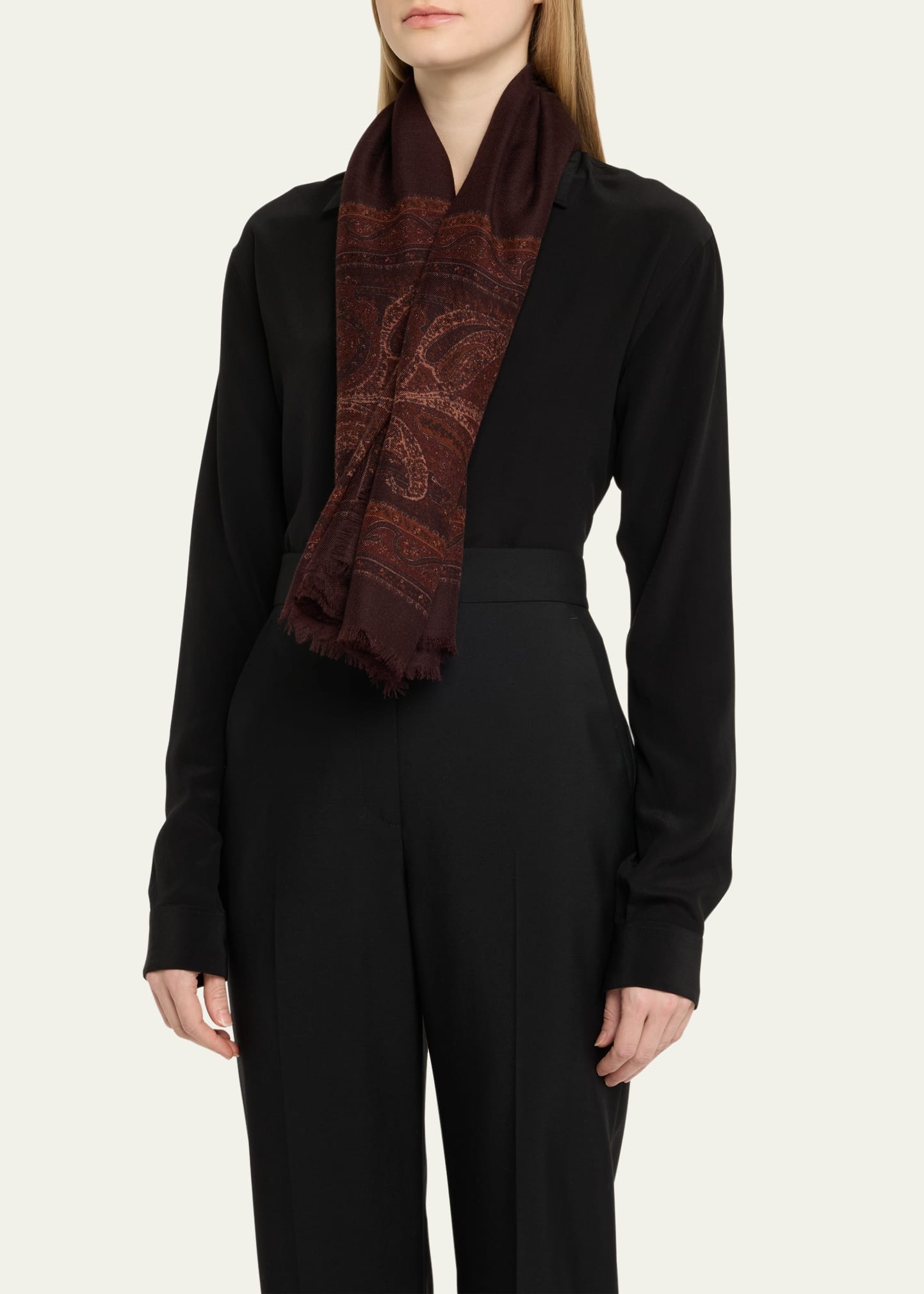 Geometric Paisley Cashmere Scarf - 3