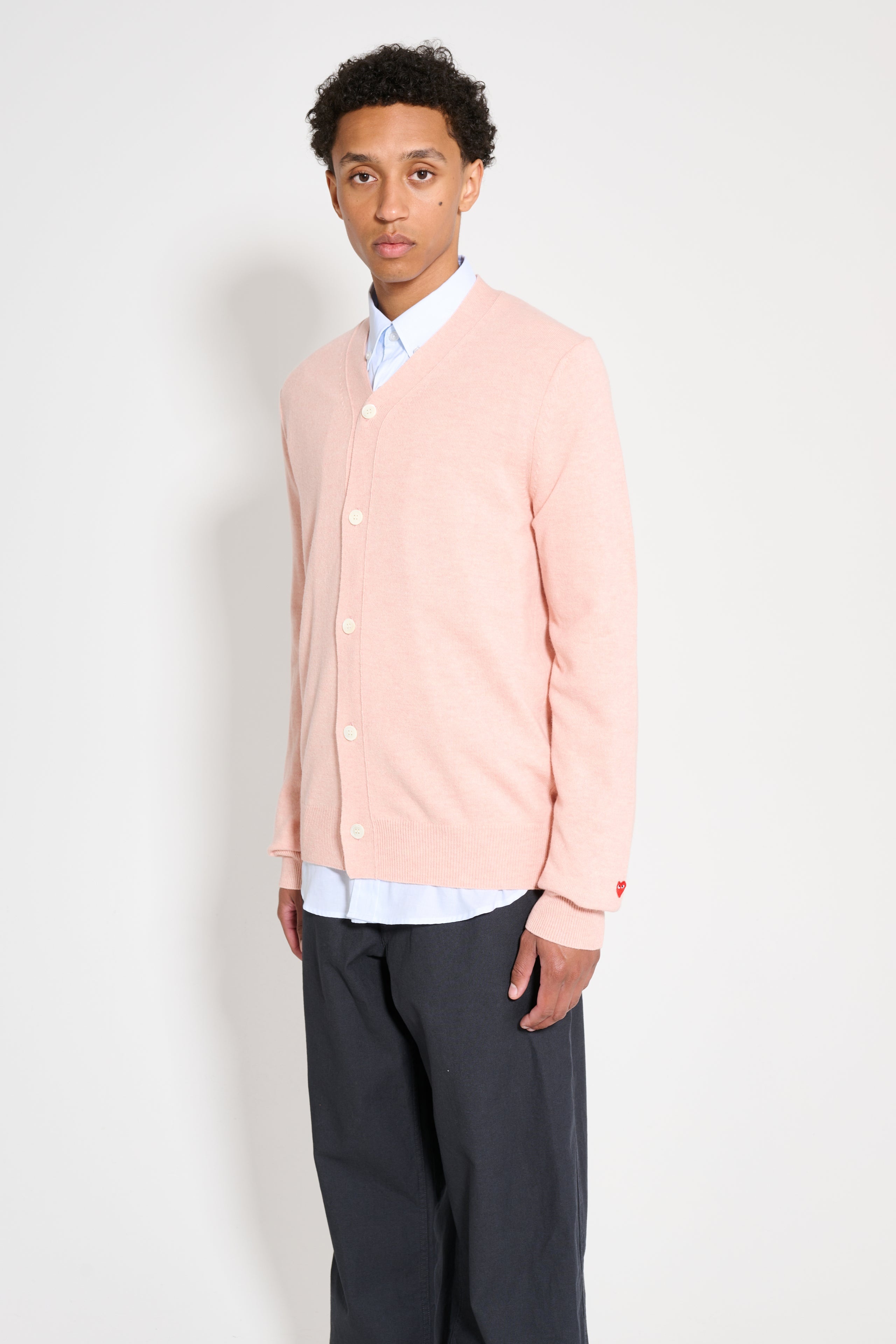 COMME DES GARÇONS PLAY KNIT CARDIGAN LIGHT PINK - 1