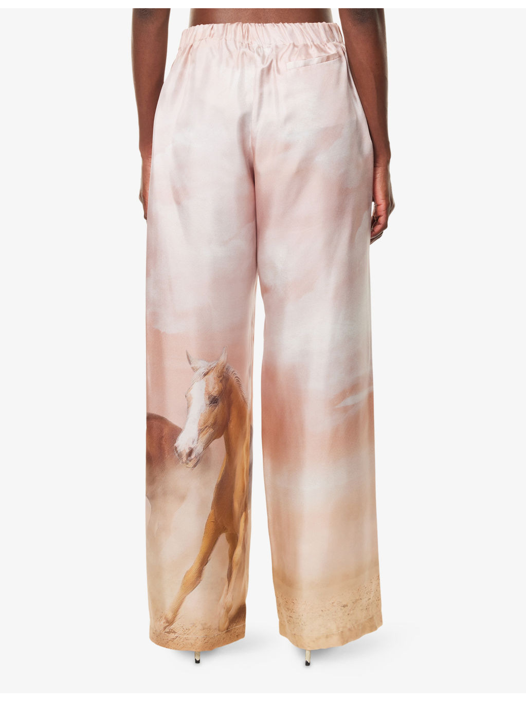 Drawstring Wide-Leg Silk Trousers - 4