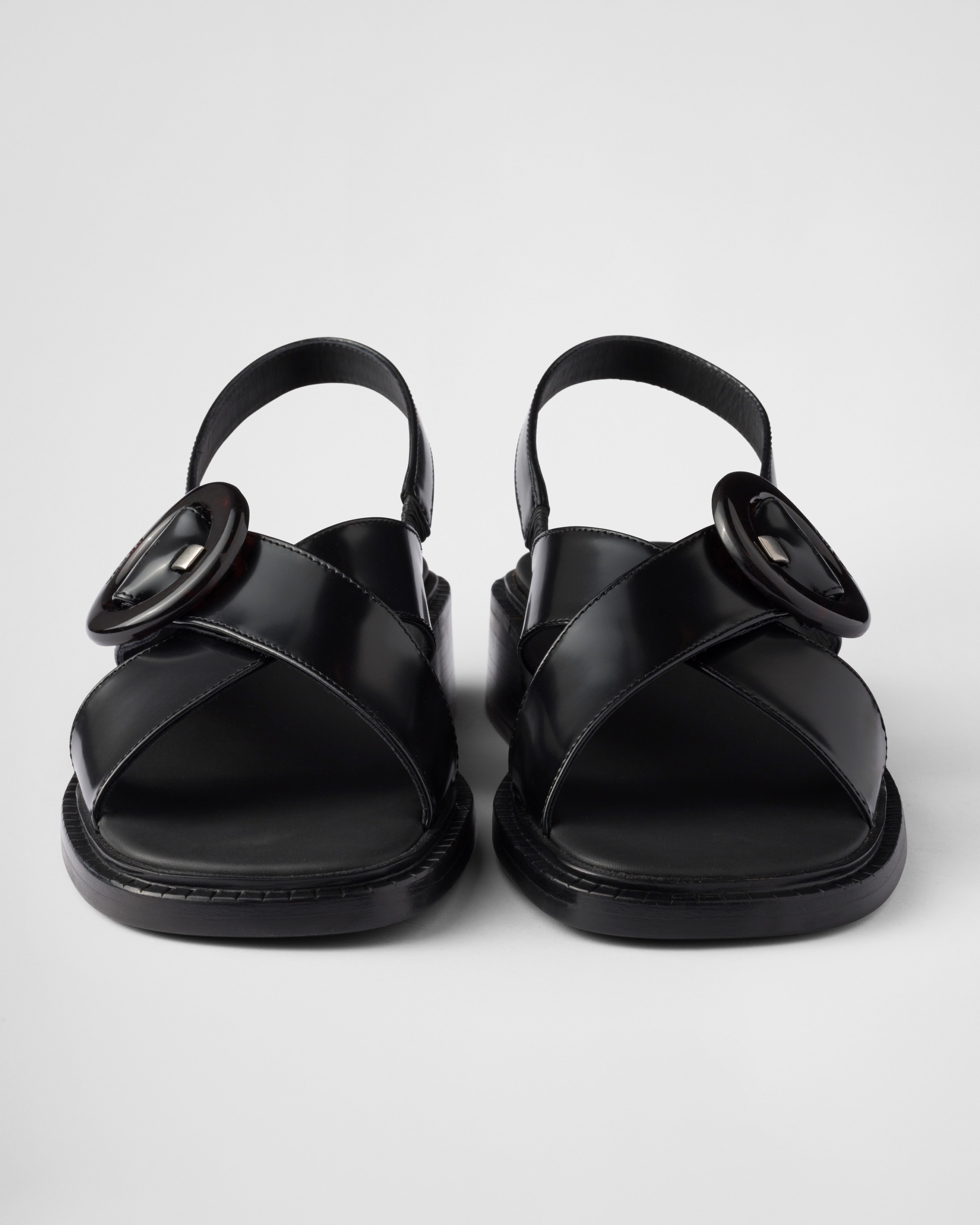 Brushed leather sandals with buckle - 5