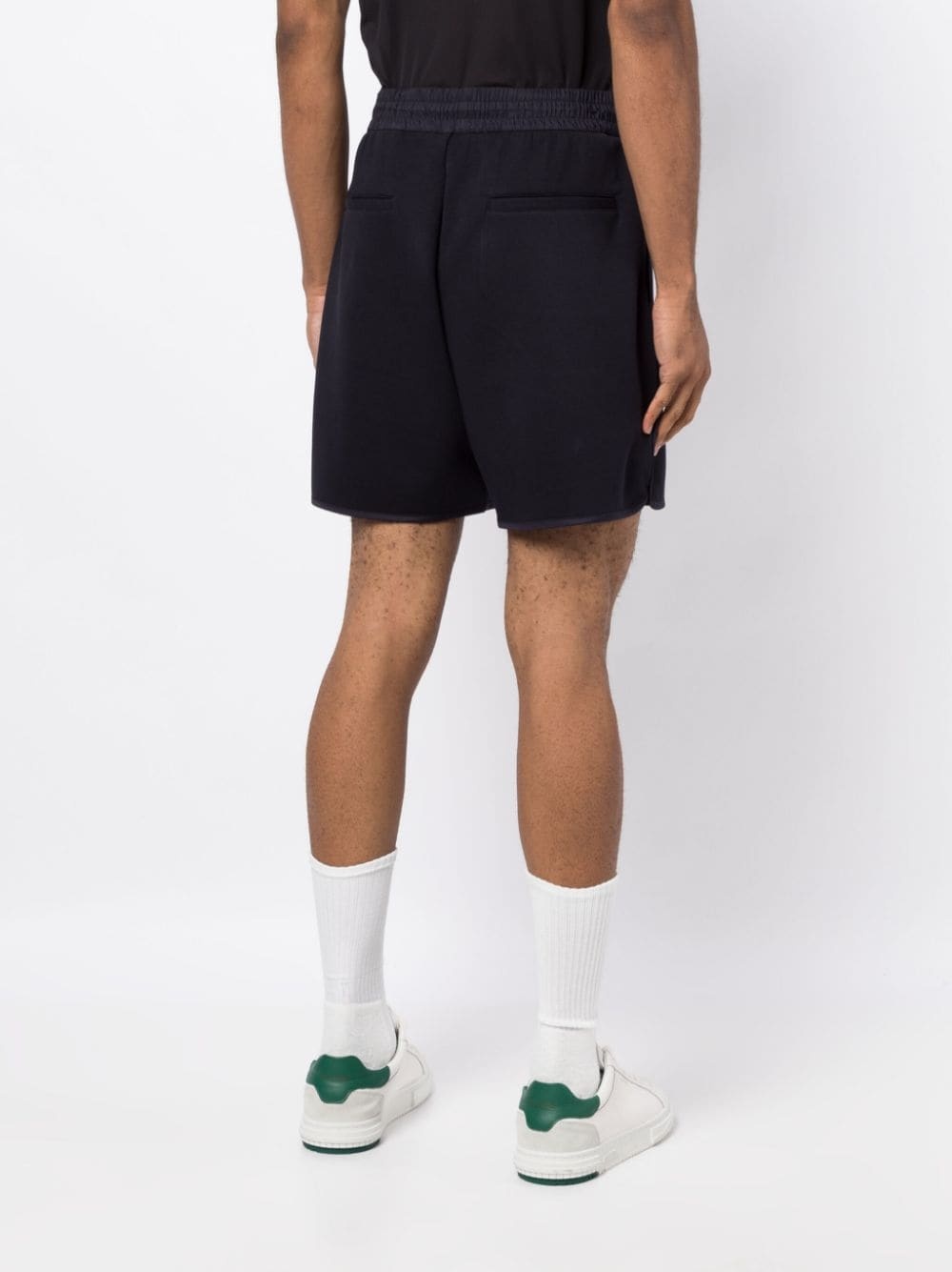 logo-embroidered drawstring track shorts - 4