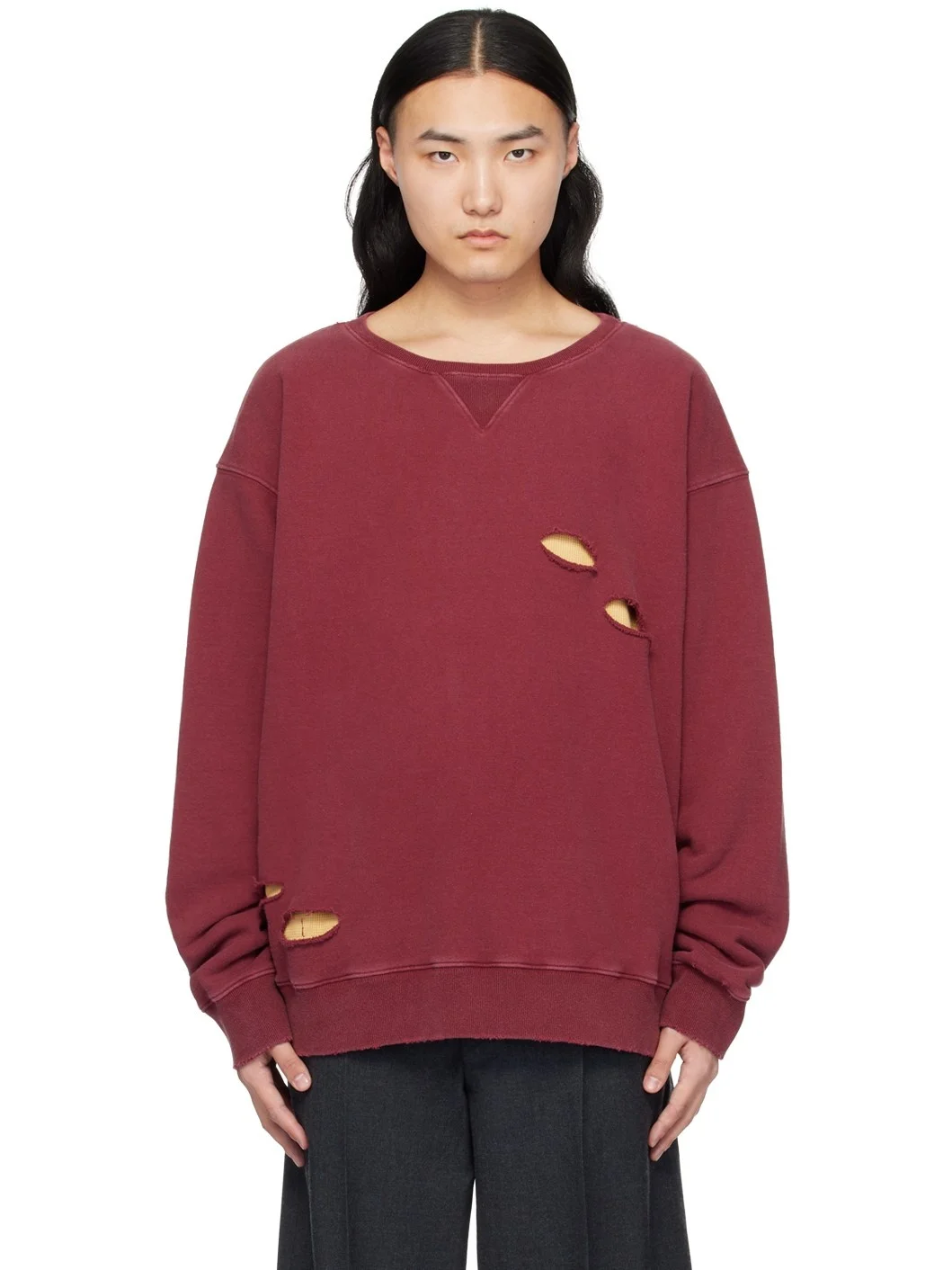 Burgundy Cutout Sweatshirt - 1