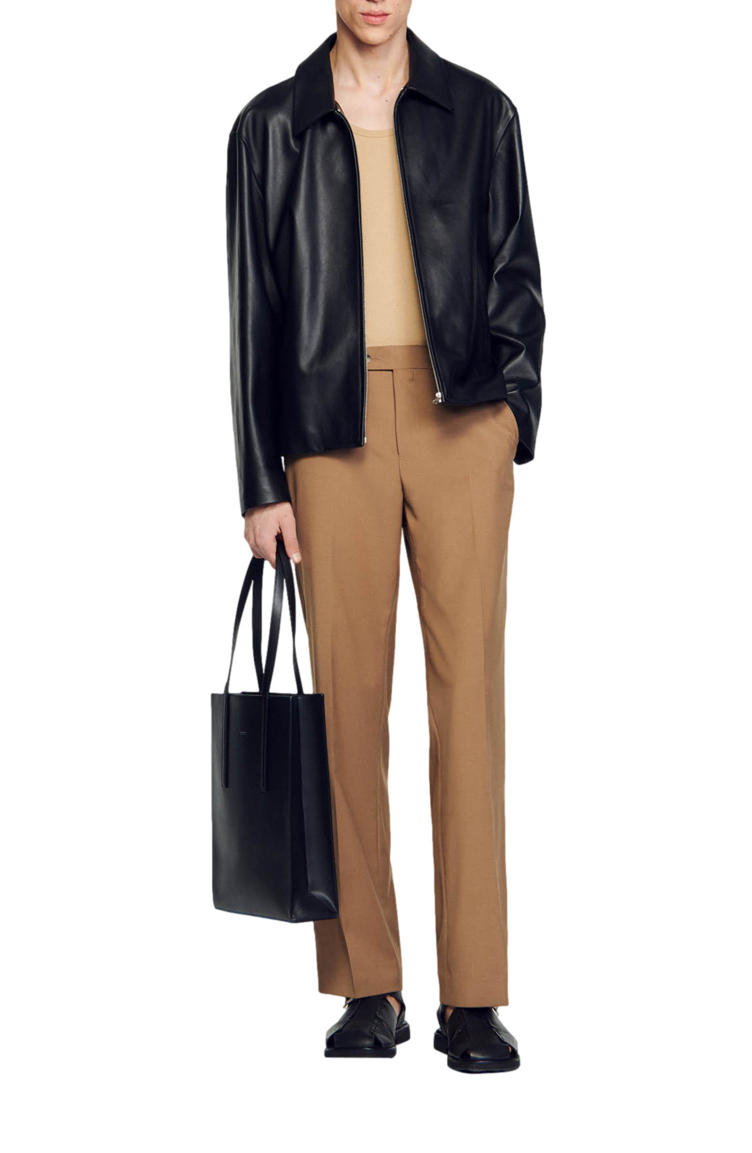 SANDRO Lambskin jacket in Black at Nordstrom - 5