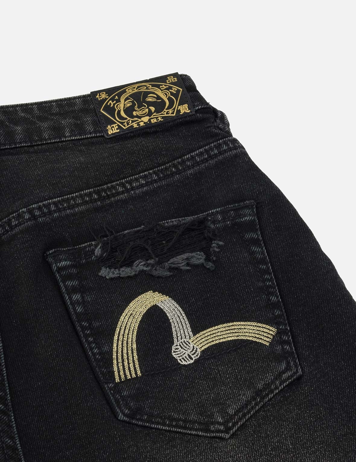 Knot Seagull Embroidery Loose Fit Denim Shorts - 3
