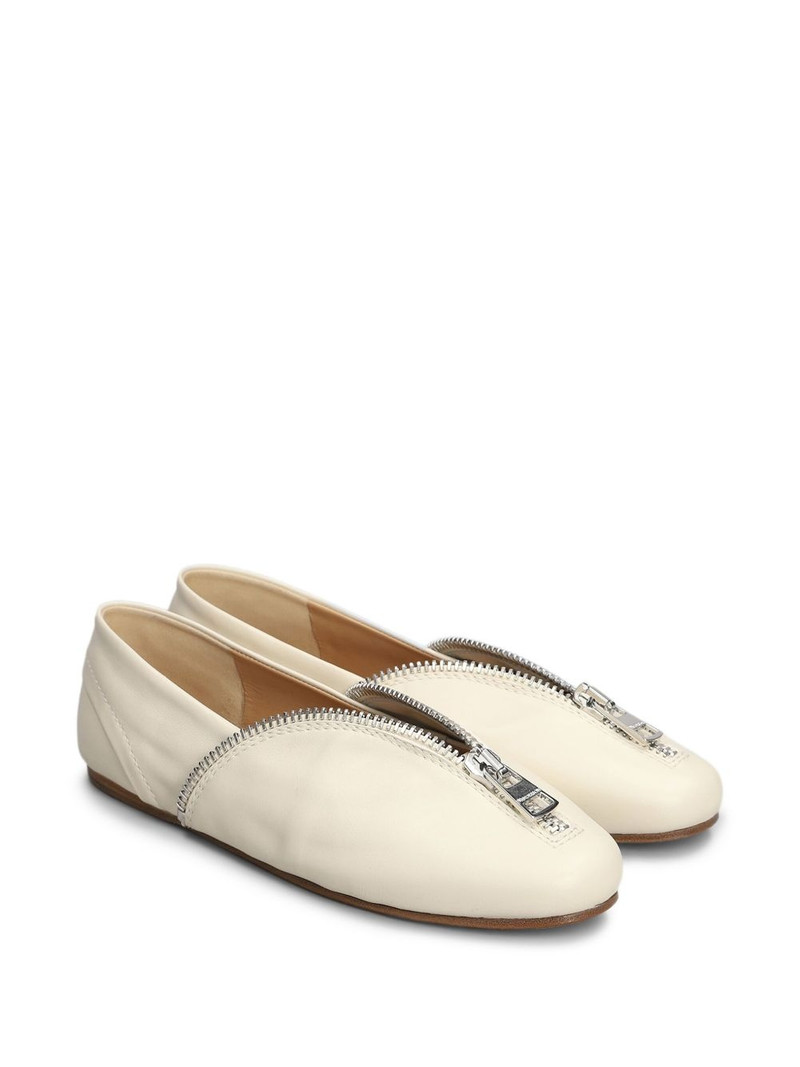 JW Anderson zip-detail leather ballerina shoes outlook