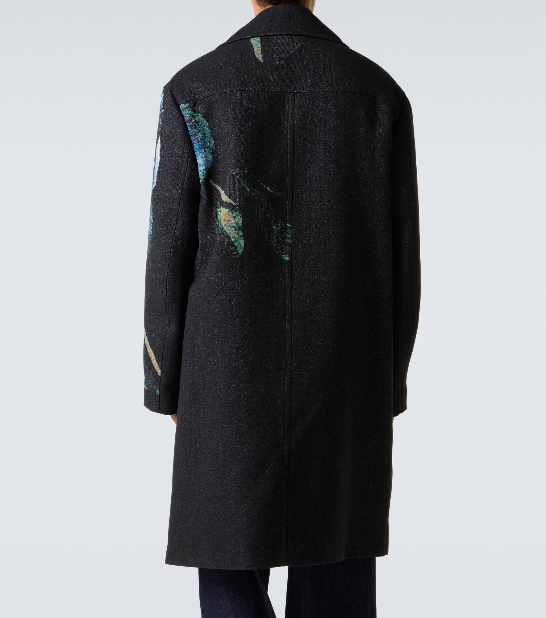Double-breasted jacquard printed coat - 4
