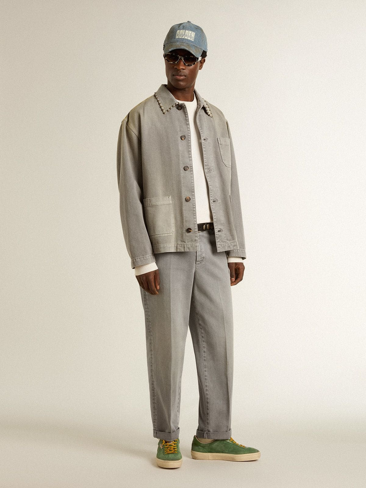 Gray-colored cotton chino pants - 3