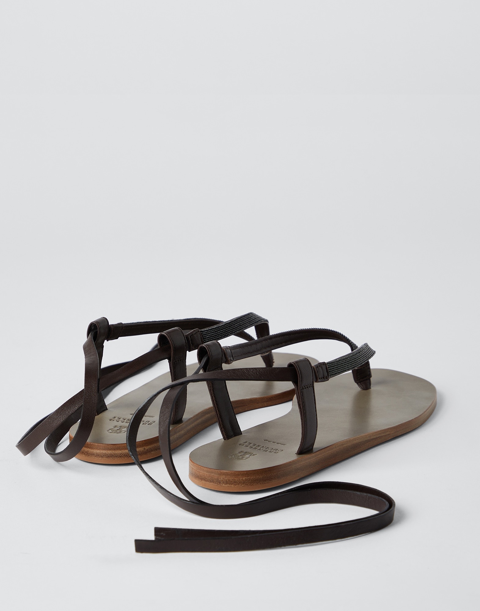 Soft nappa leather sandals with precious straps - 3