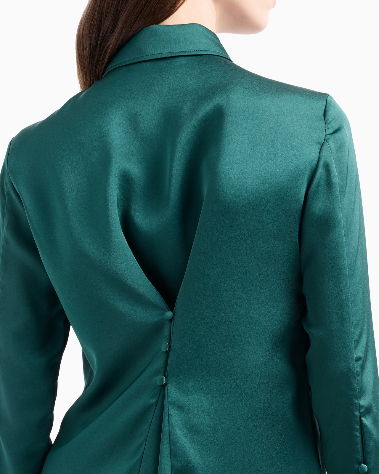 Satin crêpe shirt with back button detail - 5