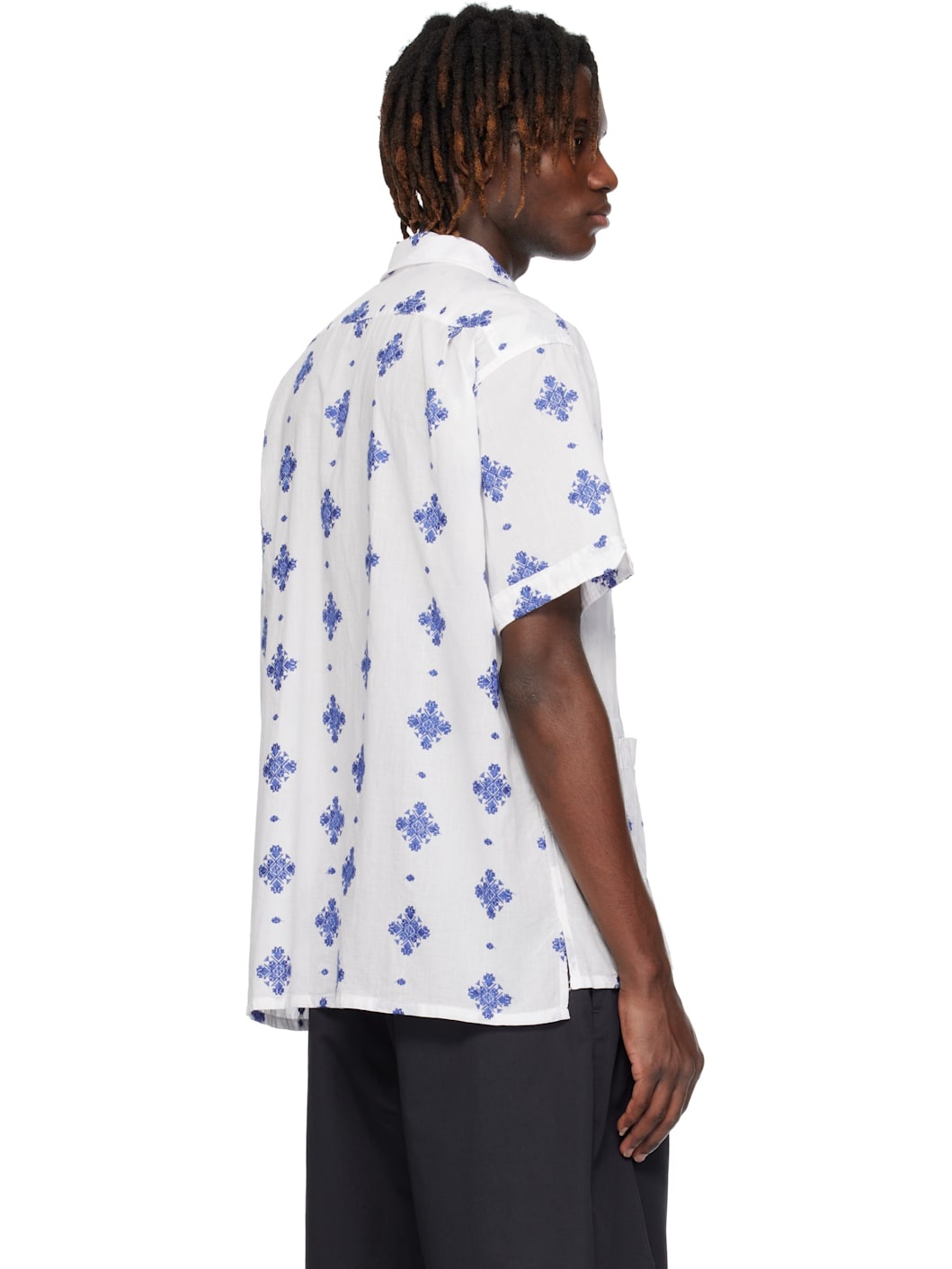 White & Blue Camp Shirt - 3
