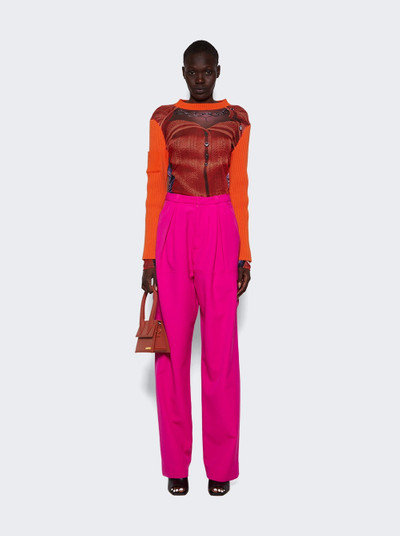 Y/Project X Jean Paul Gaultier Trompe-l'oeil Ruffle Cardigan Top Burnt Orange outlook
