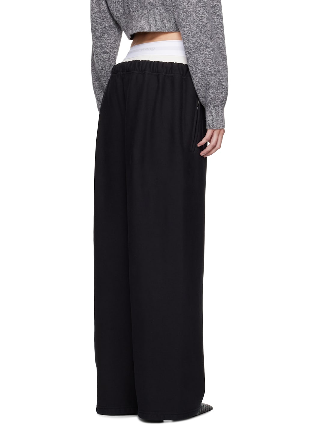 Black Wide Leg Pre-Styled Logo Brief Sweatpants - 3