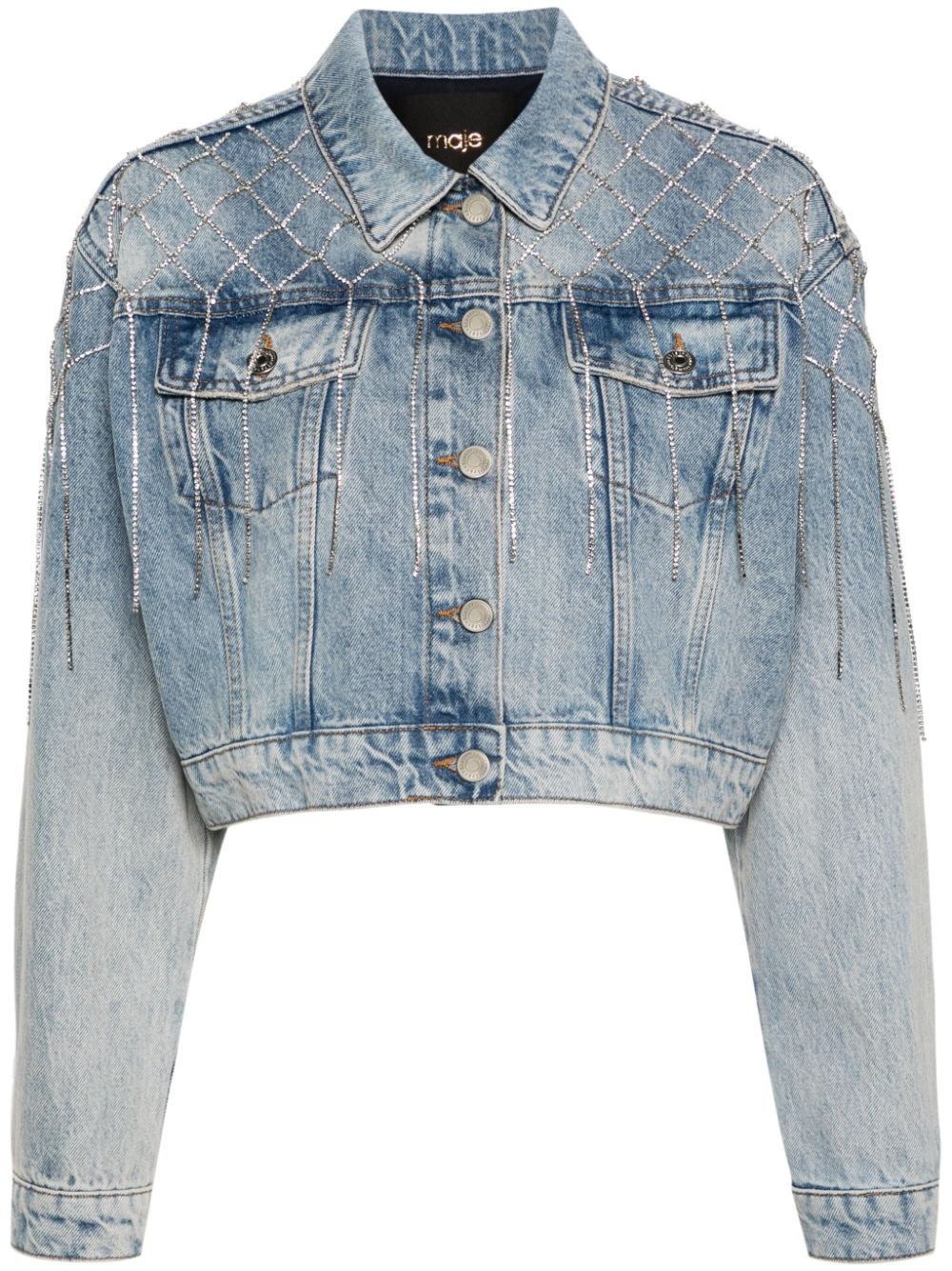 crystal-embellished denim jacket - 1